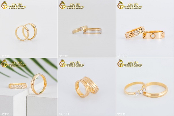 Mẫu nhẫn cưới vàng Ý 14k, 10k đính đá CZ